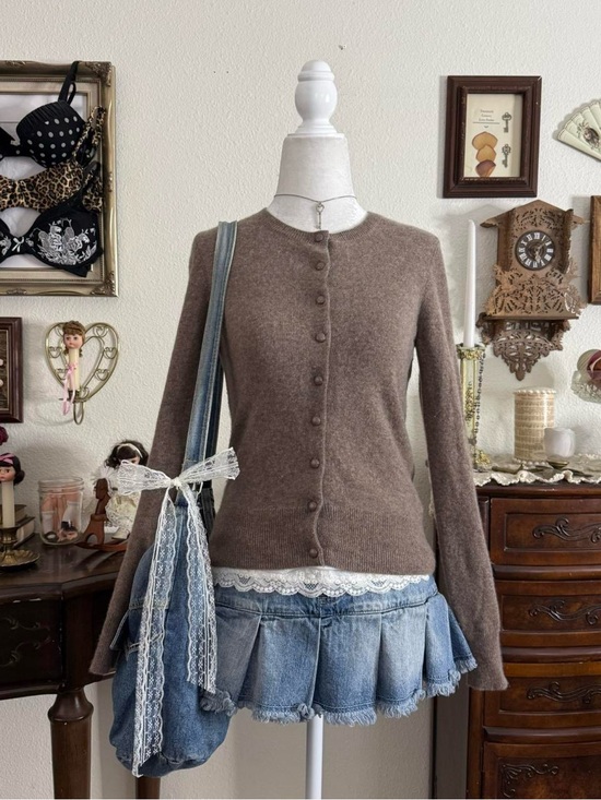 Apt. 9 Sweaters - Y2k preppy twee girly grunge muted brown toned soft cashmere cardigan